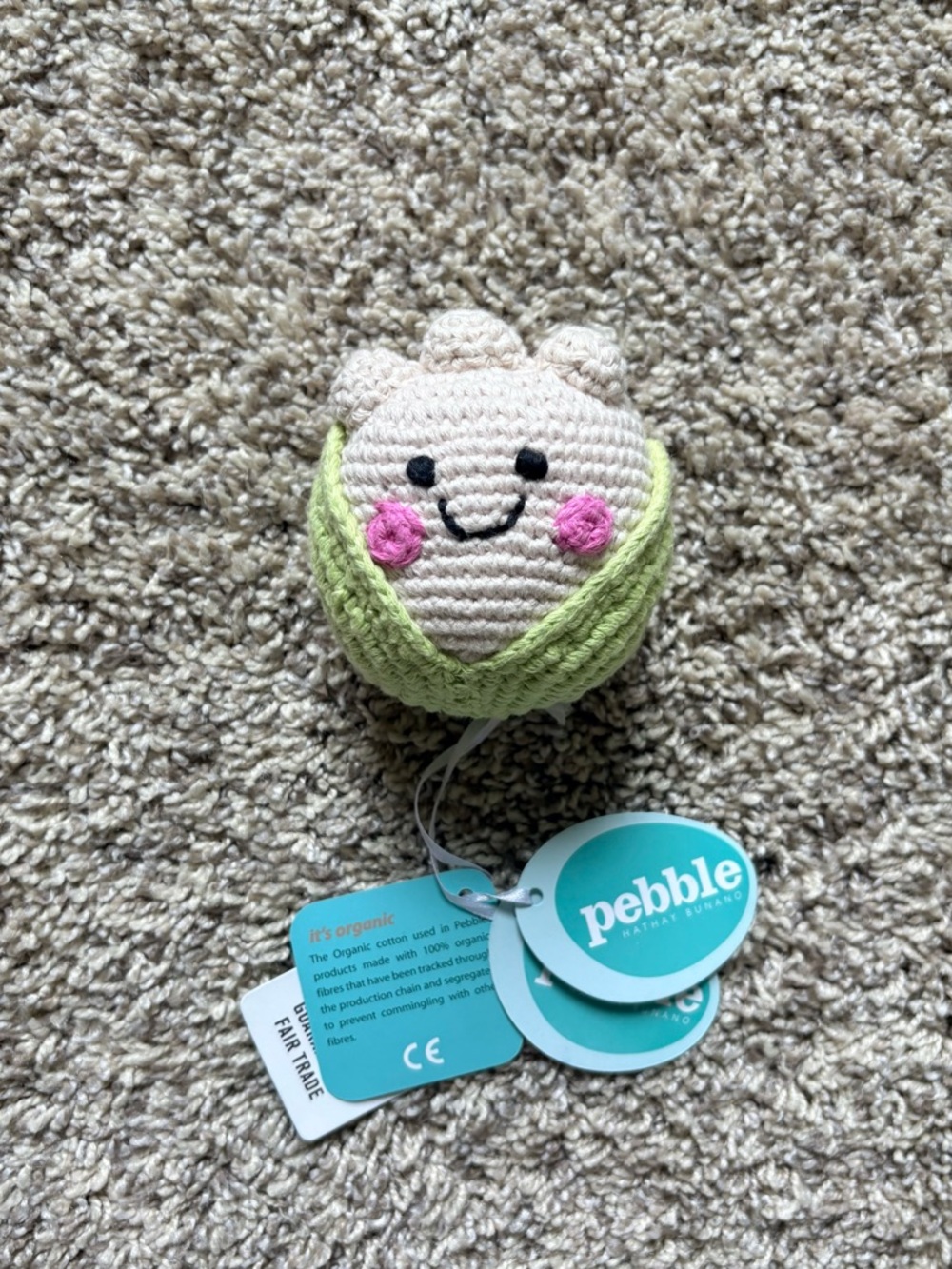 🥑Pebble Organic Crochet Veggie Rattle Set - Beet, Avocado, Cauliflower, Carrot - Picture 6 of 9